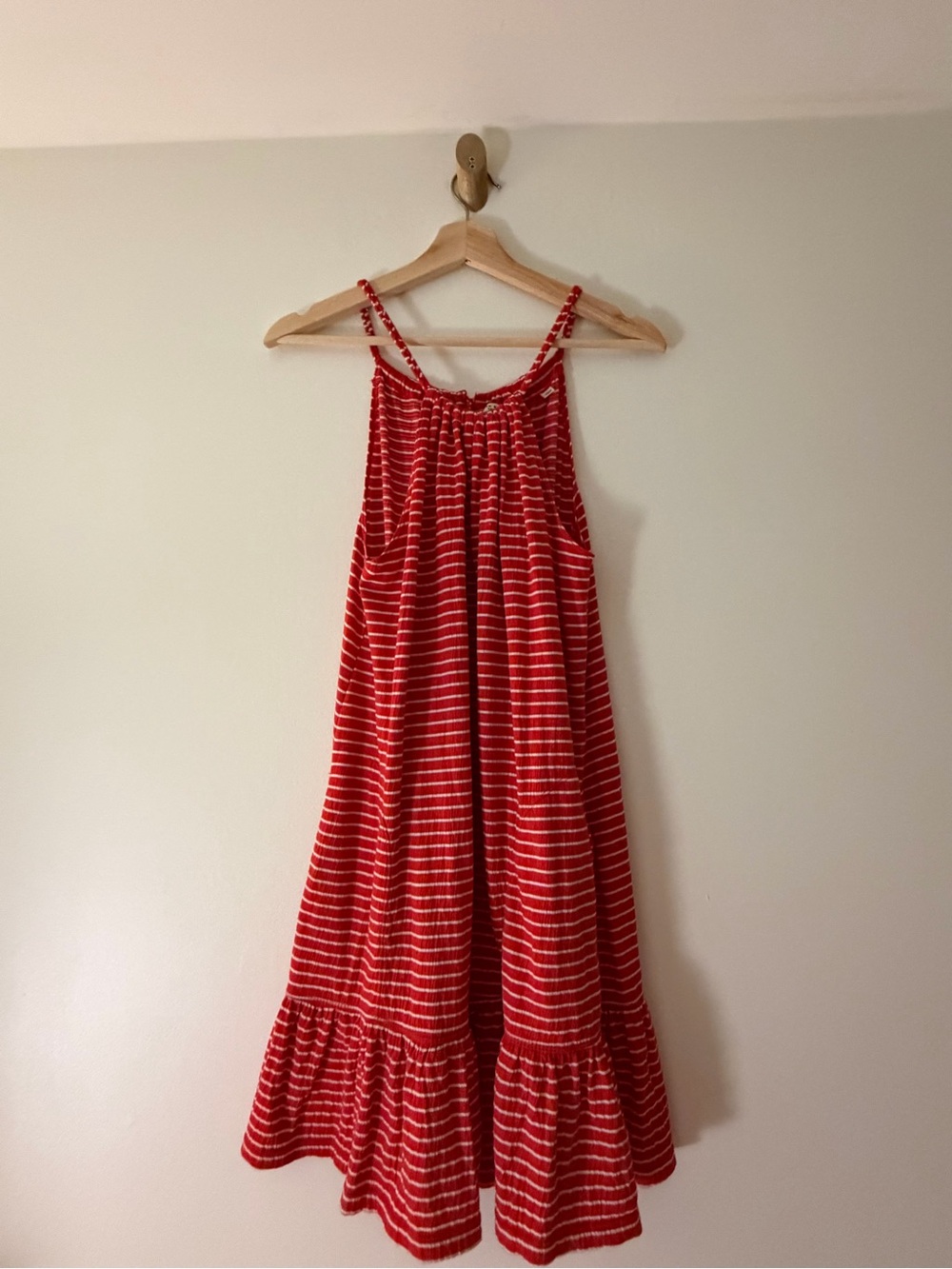 Vintage max studio Red Striped Women’s Sleeveless ruffled dress